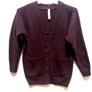 Athleta Sweater Women's Size XXS Maroon West End Oversized Knit Cardigan